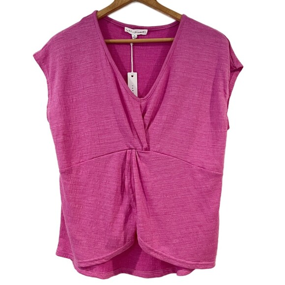 Jane + Delancey Pink Blouse Twist Front V-Neck NEW Medium Colorful Casual - Picture 1 of 6